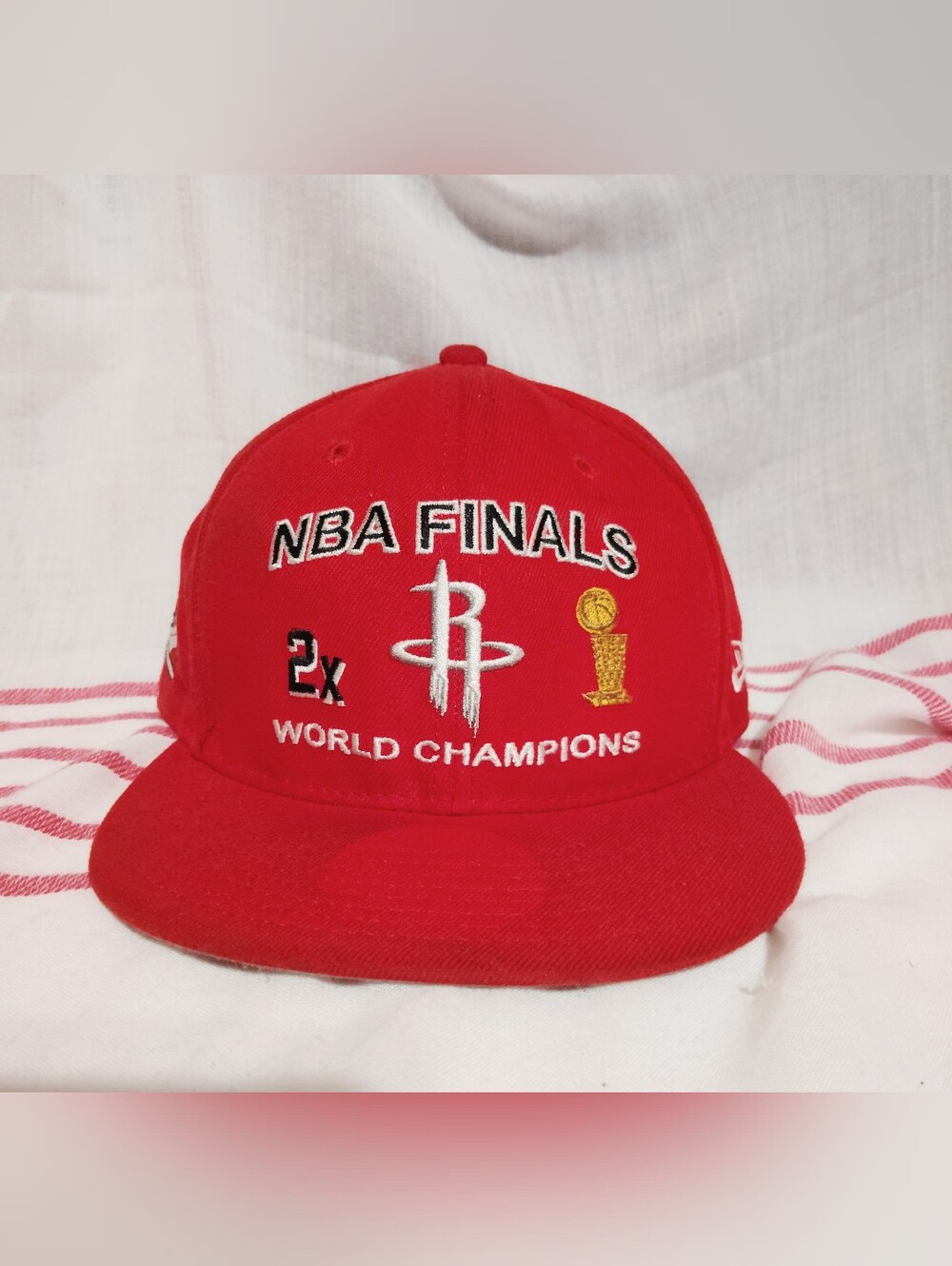 New Era Houston Rockets 2X NBA Champion Red Snapback Hat. One Size